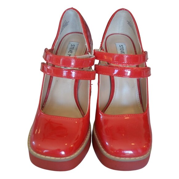 Steve Madden Twice Patent Block Heel Mary Jane Platform Pumps Womens Size 6 Prep - Picture 4 of 11